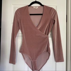 Madewell Blush Velvet Bodysuit
